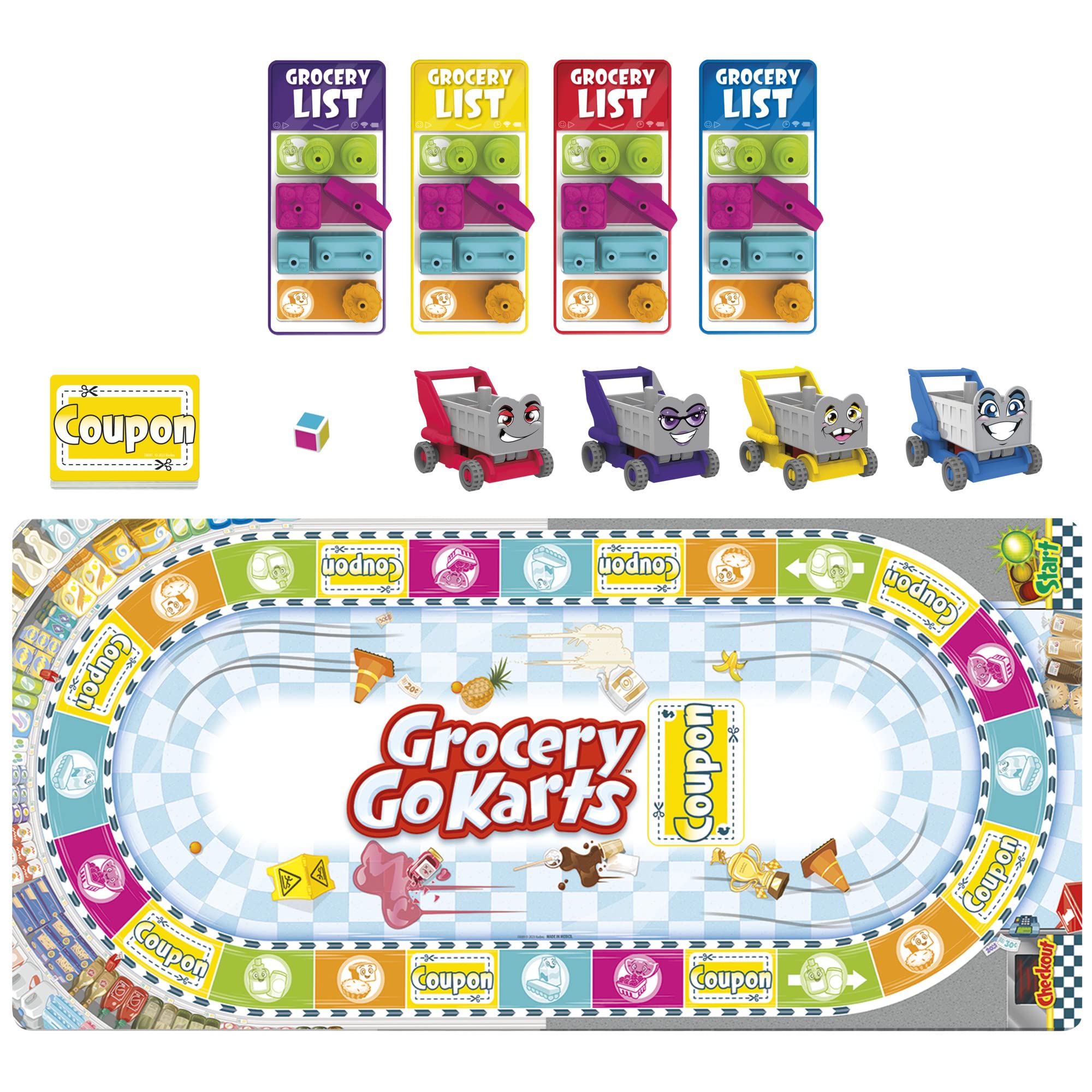 Grocery Go Karts Board Game for Preschoolers and Kids Ages 4 and Up, Building Game with Mini Groceries, Preschool Games for 2-4 Players - Image 3