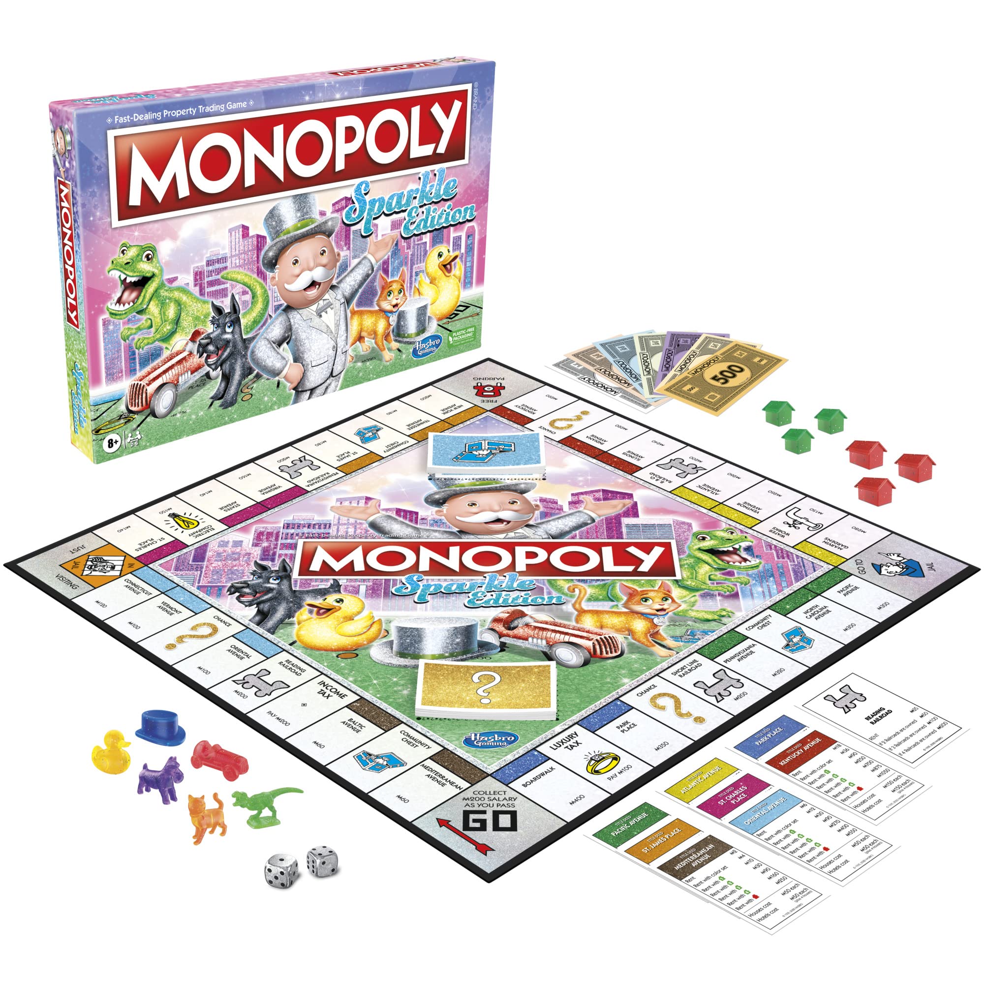 Hasbro Gaming Monopoly Sparkle Edition Board Game, Family Games, with Glittery Tokens, Pearlescent Dice, Sparkly Look, (Amazon Exclusive) - Image 15