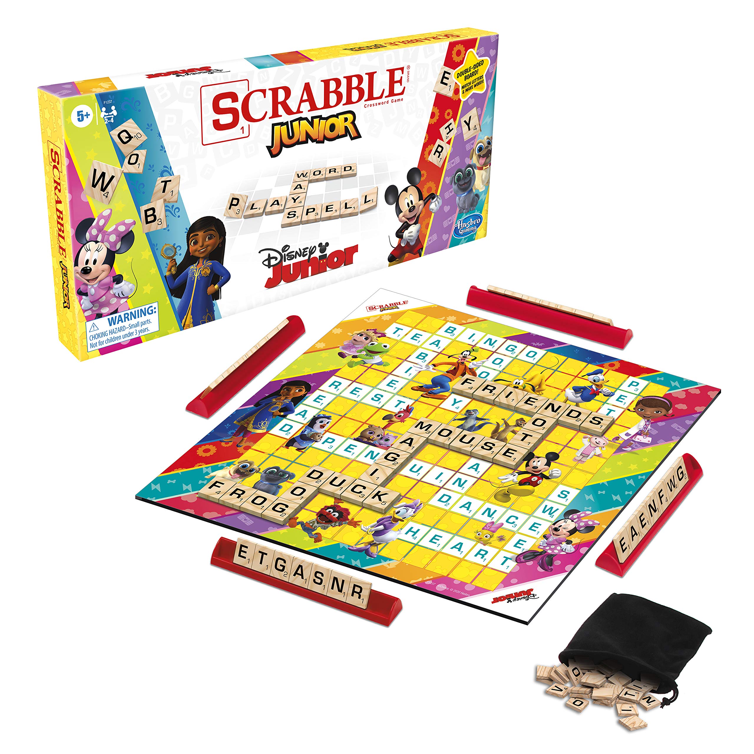 Hasbro Gaming Scrabble Junior: Disney Junior Edition Board Game for Kids | Double -Sided Game Board | Matching Word Game | Back to School Gifts | Ages 5+ (Amazon Exclusive) - Image 3