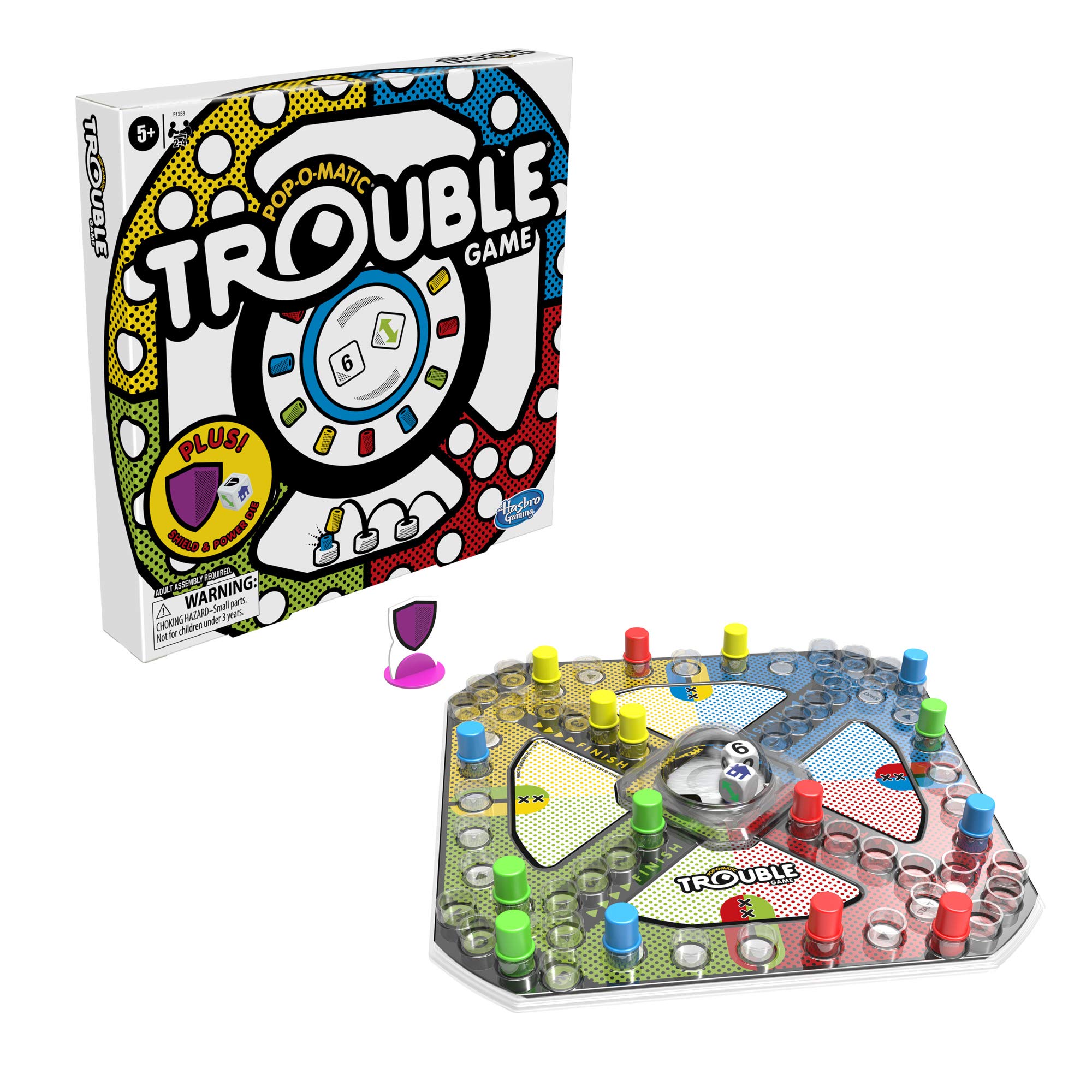 Hasbro Gaming Trouble Board Game, Includes Bonus Power Die and Shield, Family Game for 2-4 Players, Ages 5 and Up (Amazon Exclusive) - Image 4