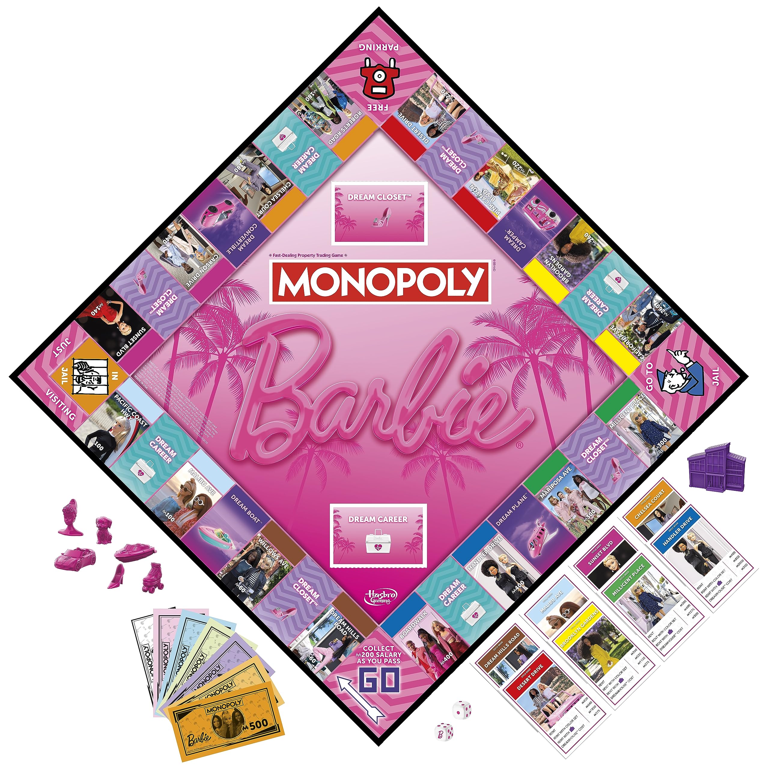 Monopoly: Barbie Edition Board Game, Ages 8+, 2-6 Players, Fun Family Games for Kids and Adults, with 6 Barbie-Themed Pink Zinc Tokens, Kids Gifts - Image 16