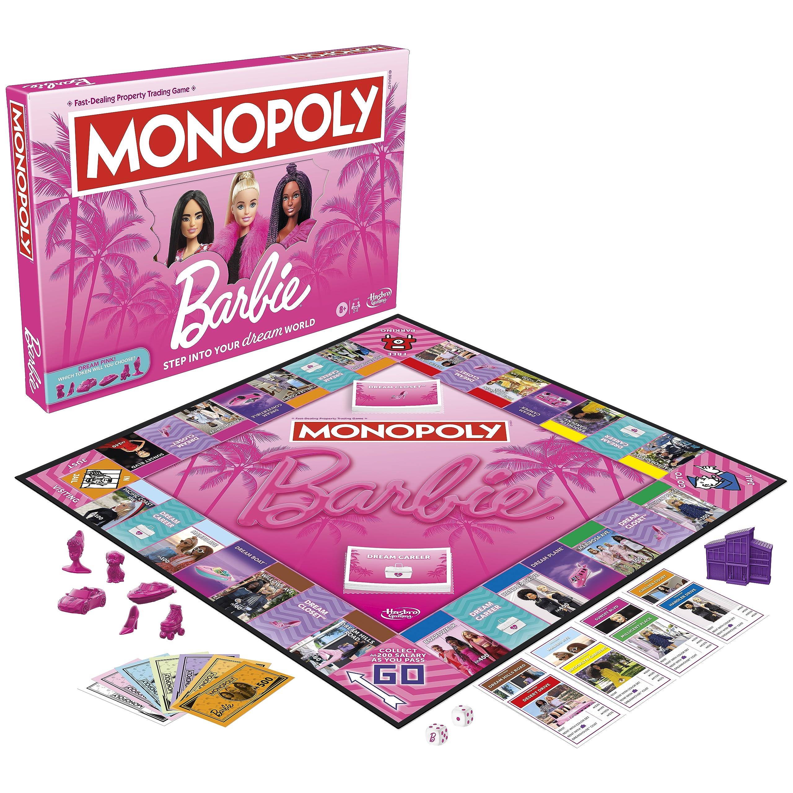 Monopoly: Barbie Edition Board Game, Ages 8+, 2-6 Players, Fun Family Games for Kids and Adults, with 6 Barbie-Themed Pink Zinc Tokens, Kids Gifts - Image 18