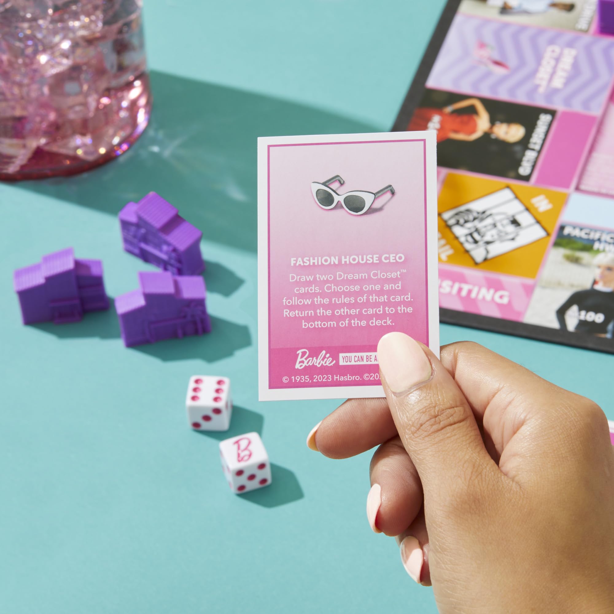 Monopoly: Barbie Edition Board Game, Ages 8+, 2-6 Players, Fun Family Games for Kids and Adults, with 6 Barbie-Themed Pink Zinc Tokens, Kids Gifts - Image 5