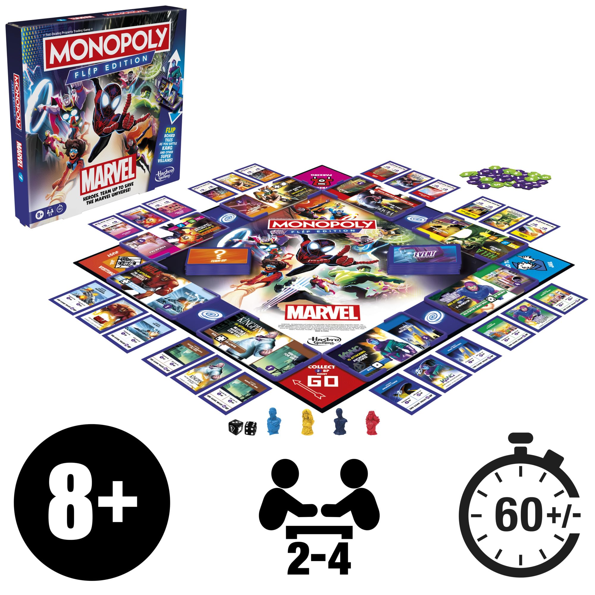 Monopoly Flip Edition: Marvel Board Game | Ages 8 and Up | 2 to 4 Players | Family Board Games for Kids, Teens, and Adults - Image 17